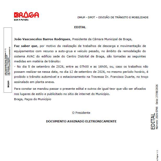 Proibição do Trânsito e Estacionamento